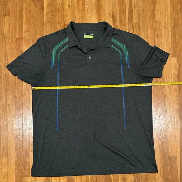 PGA Tour Dark Gray Polo with Green and Blue Accents - Picture 9 of 16